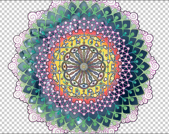 Cutted mandala with video in the middle and transparency outside