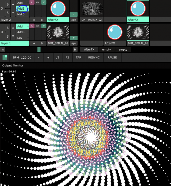 Mandala including inside video and overlay by outside video