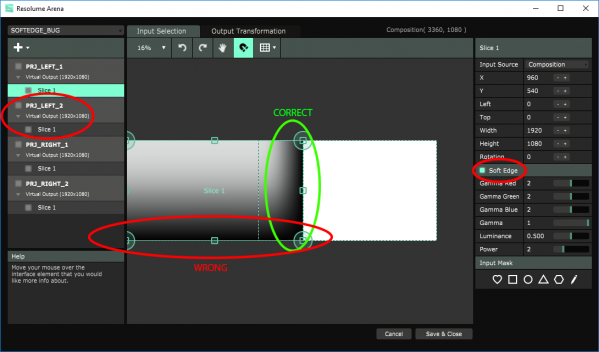 Wrong soft edge with stack projectors turned on