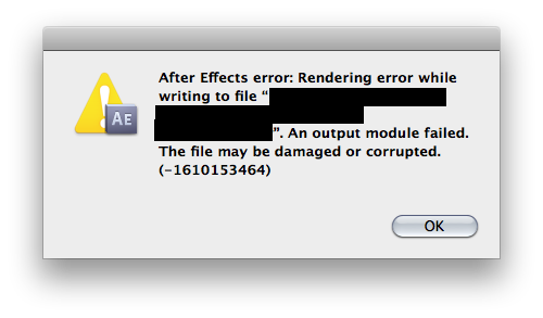 The first of the dialogs after initiating a DXV render in AE CS5.